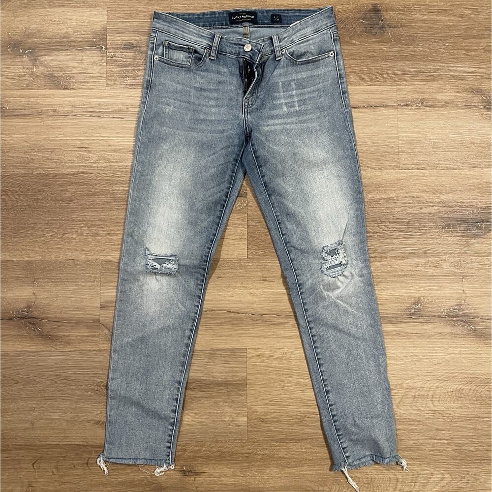 Lucky Brand Stella Skinny Jeans Women's 8/29 Mid Rise Stretch Distressed Denim